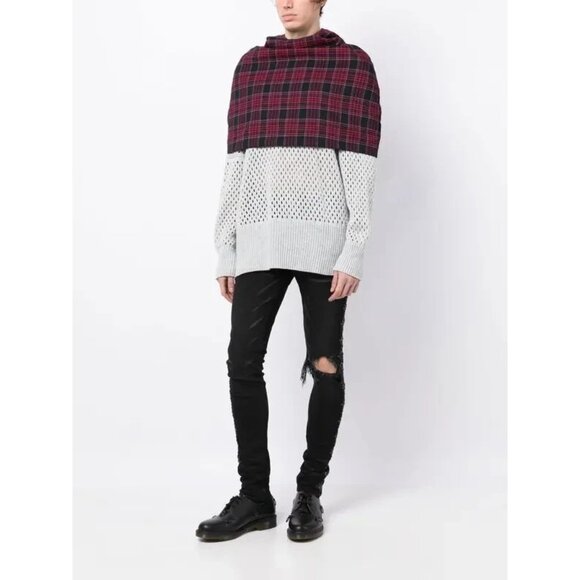 Liberal Youth Ministry Red Blue Punk Head Tartan-Check Cape, One Size NWT $425 - Picture 1 of 10